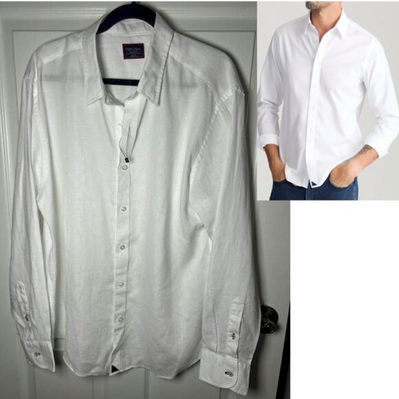 UNTUCK IT White Linen Long Sleeve Shirt Mens Size XX Slim Fit NWOT - Picture 1 of 9